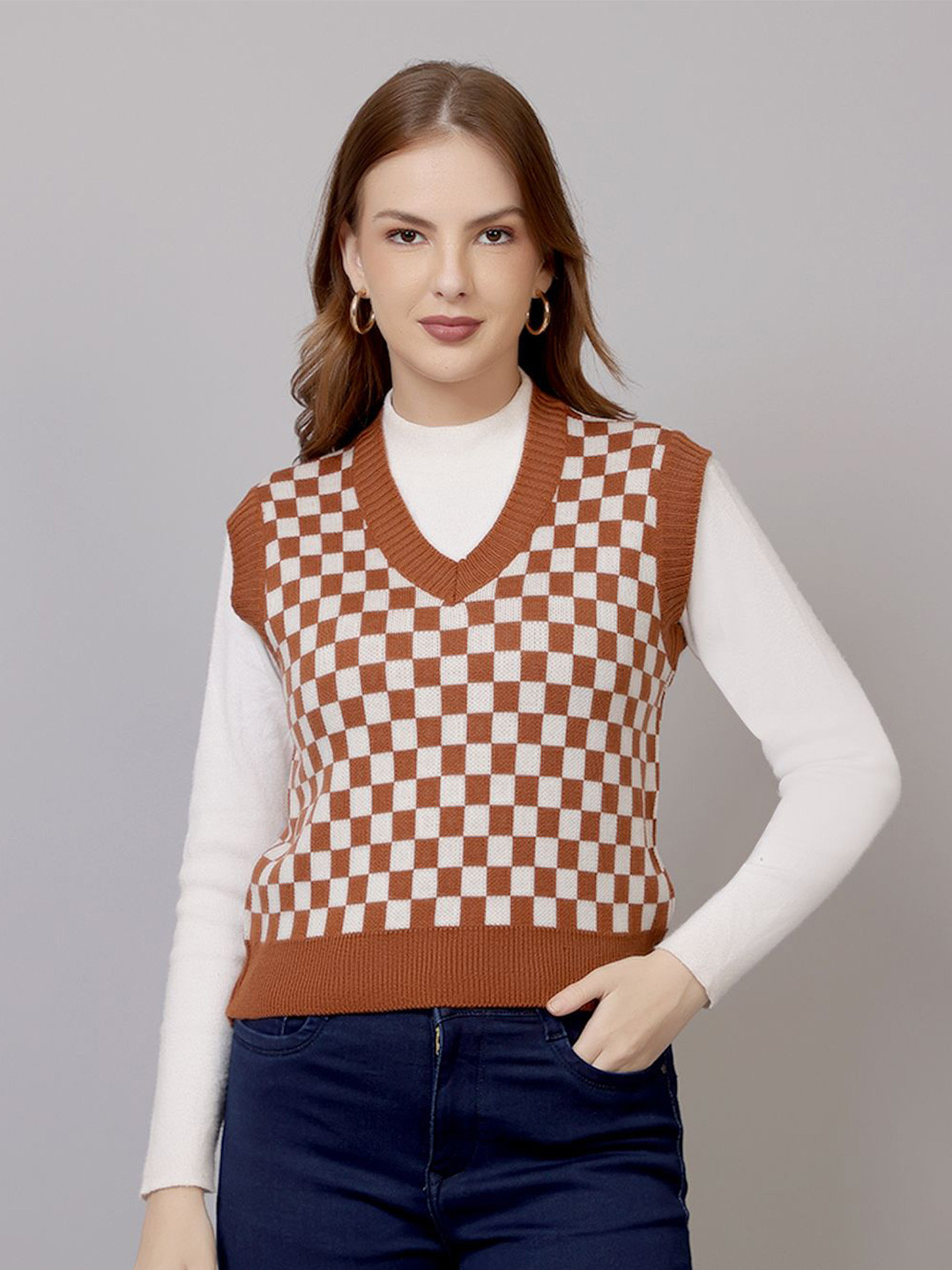 FEVERFEW Women Wool Knitted Sleeveless Sweater