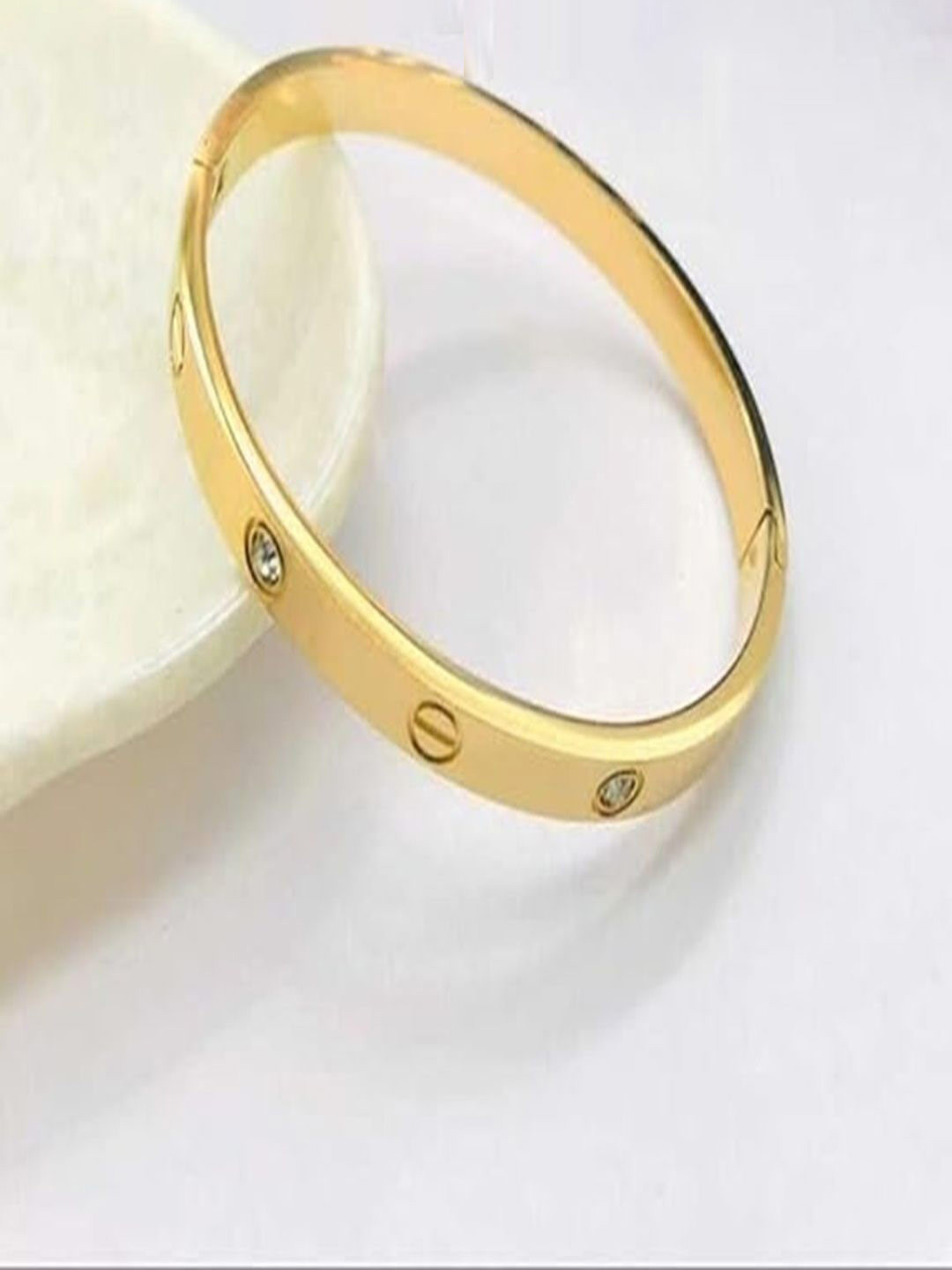 Saisadan Jewels Men Gold-Plated American Diamond Studded Wraparound Bracelet