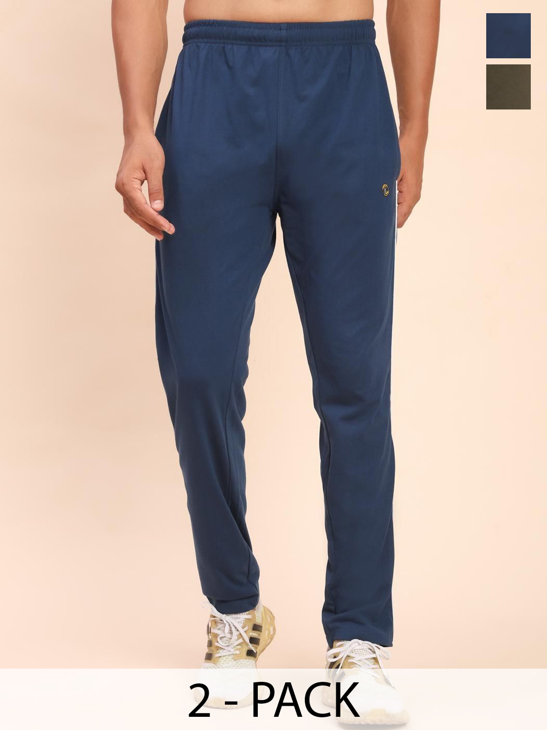 RELIGHT WEARS Men Pack Of 2 Side Striped Cotton Track Pants
