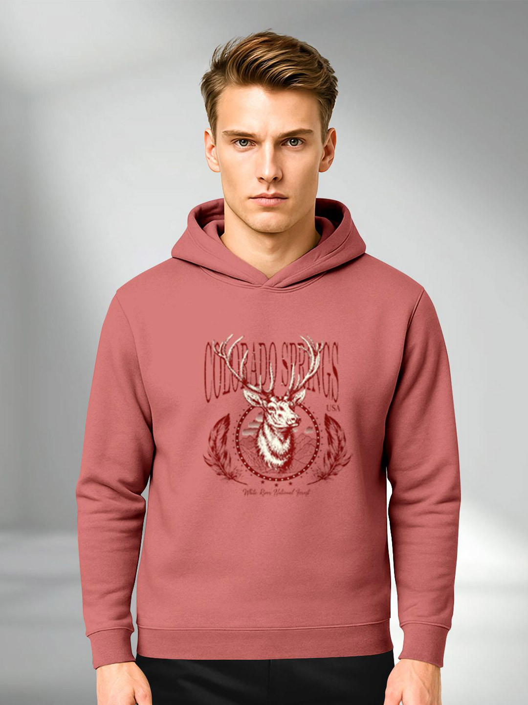 BULLMER Men Graphic Printed Long Sleeves Hooded Pullover Sweatshirt
