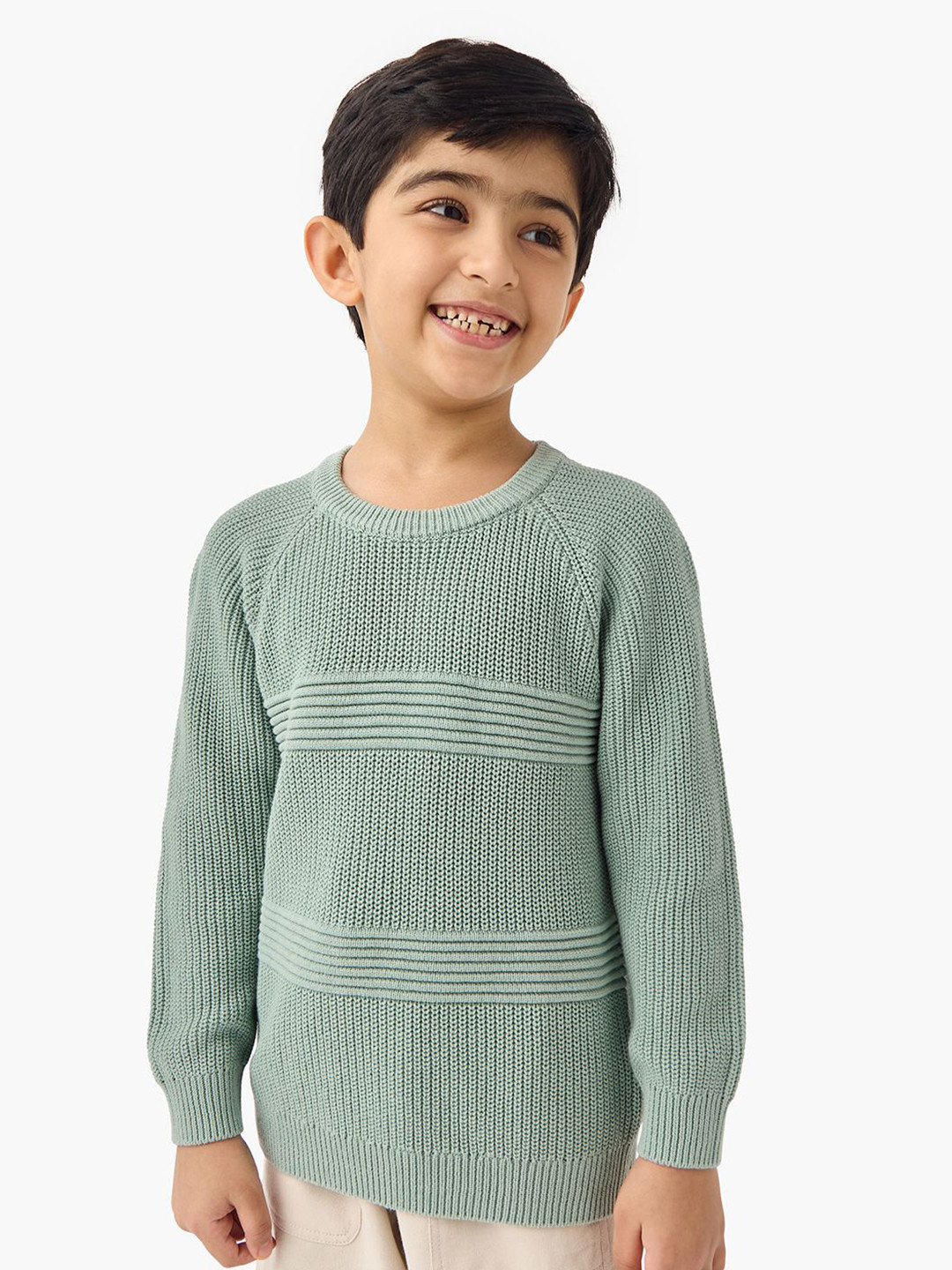 Juniors by Babyshop Boy Textured Self Design Crew Neck Long Sleeve Cotton Pullover Sweater