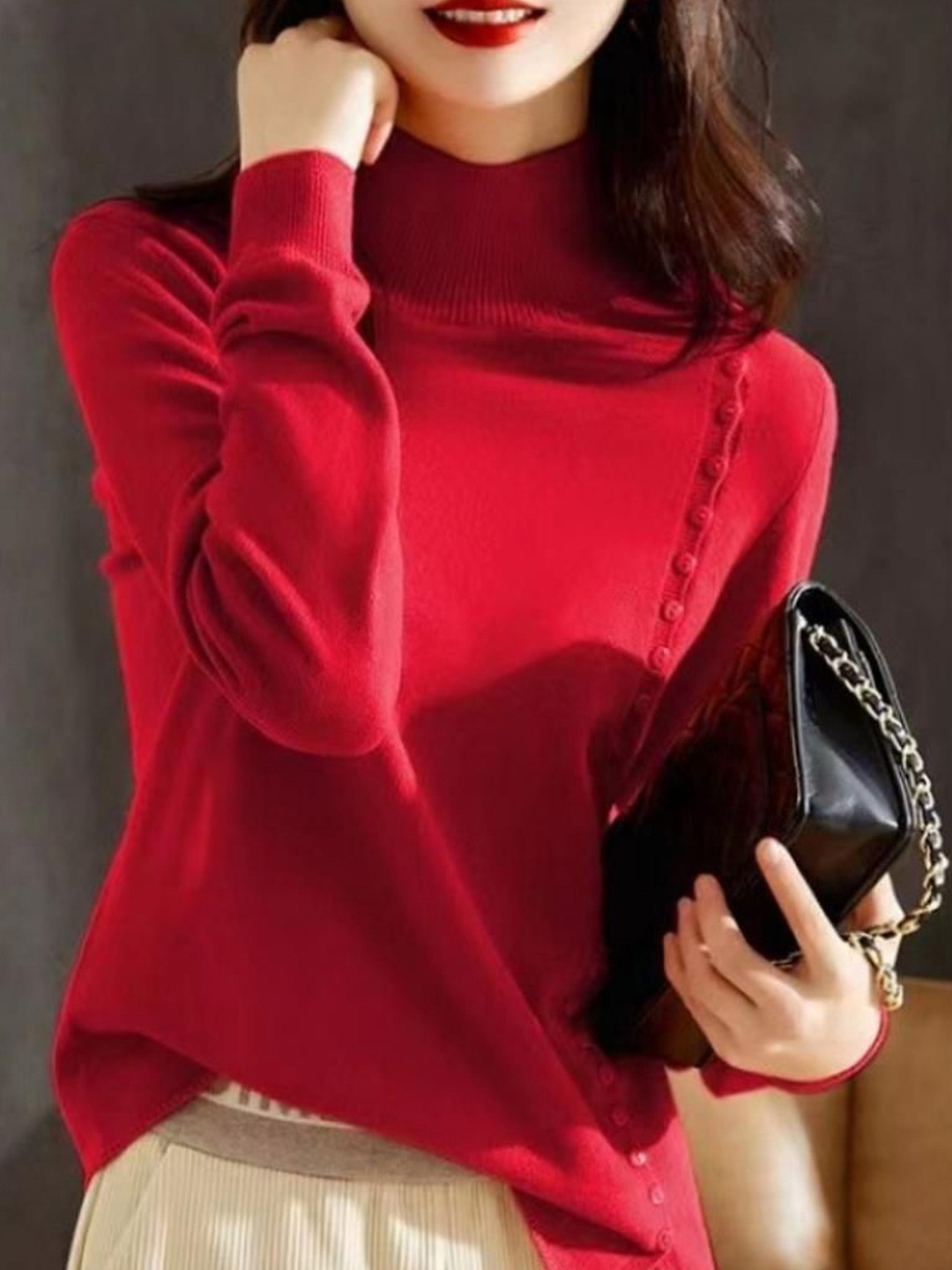 StyleCast Women Solid High Neck Winter Top