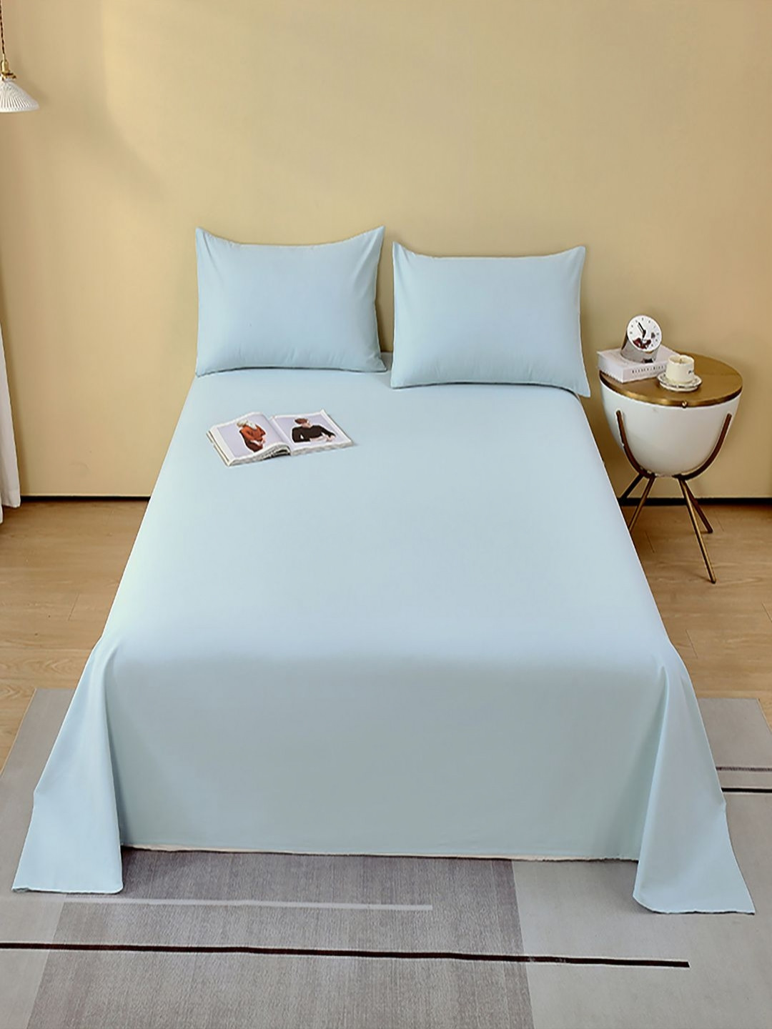 JC HOME Blue 240 TC King Bedsheet Set 2.0 m x 2.30 m