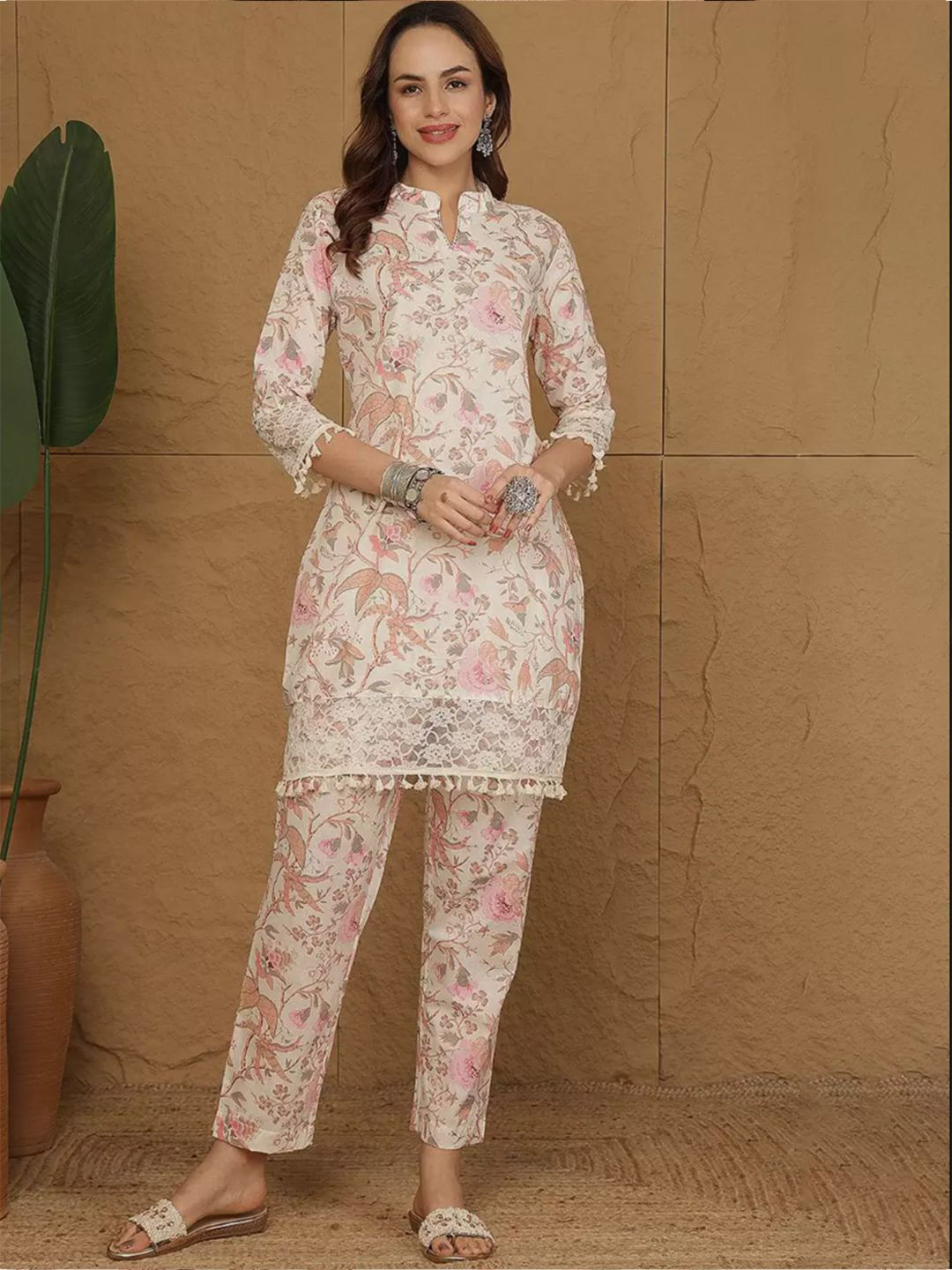 M MARCHLABEL Printed Mandarin Collar Organic Cotton Tunic With Trouser