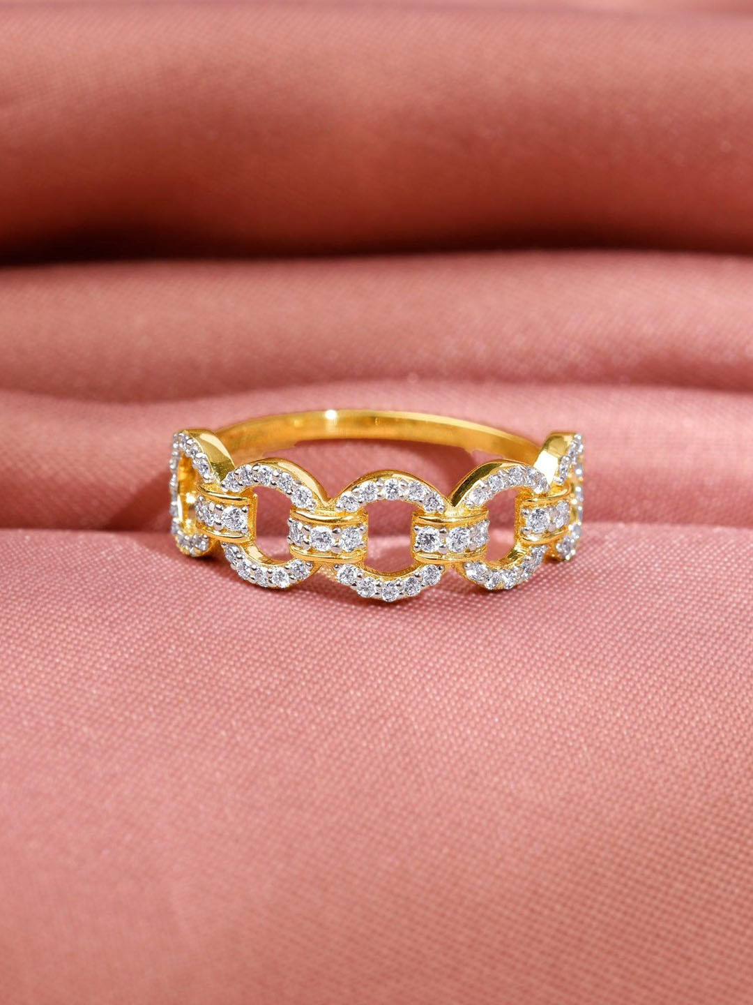 GIVA Women Gold Locking Lab Grown Diamond Ring-1.9 gms