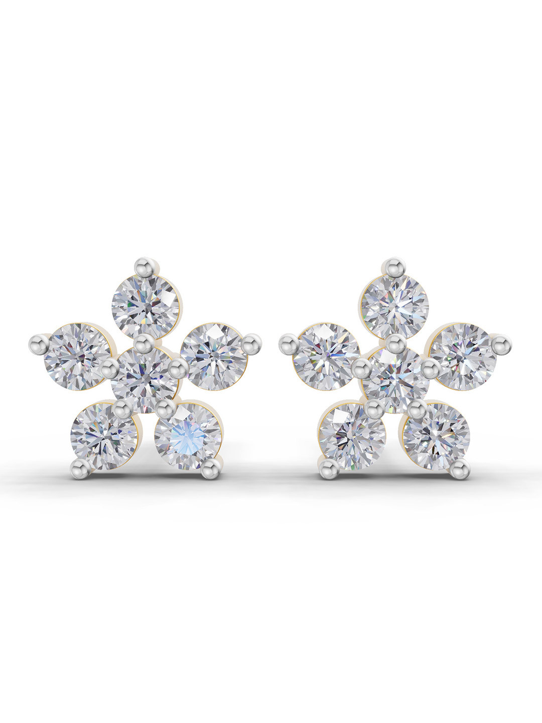 Sparkles 14K Yellow Gold Lab Grown Diamond 0.34 Carat Round Floral Diamond Stud Earrings