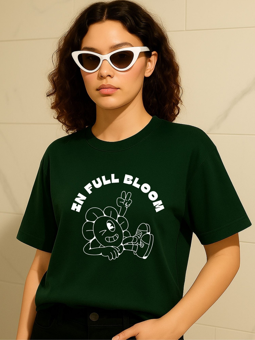 PVC RAIMENTS Women Fluorescent Green Drop Shoulder Oversized T-Shirt