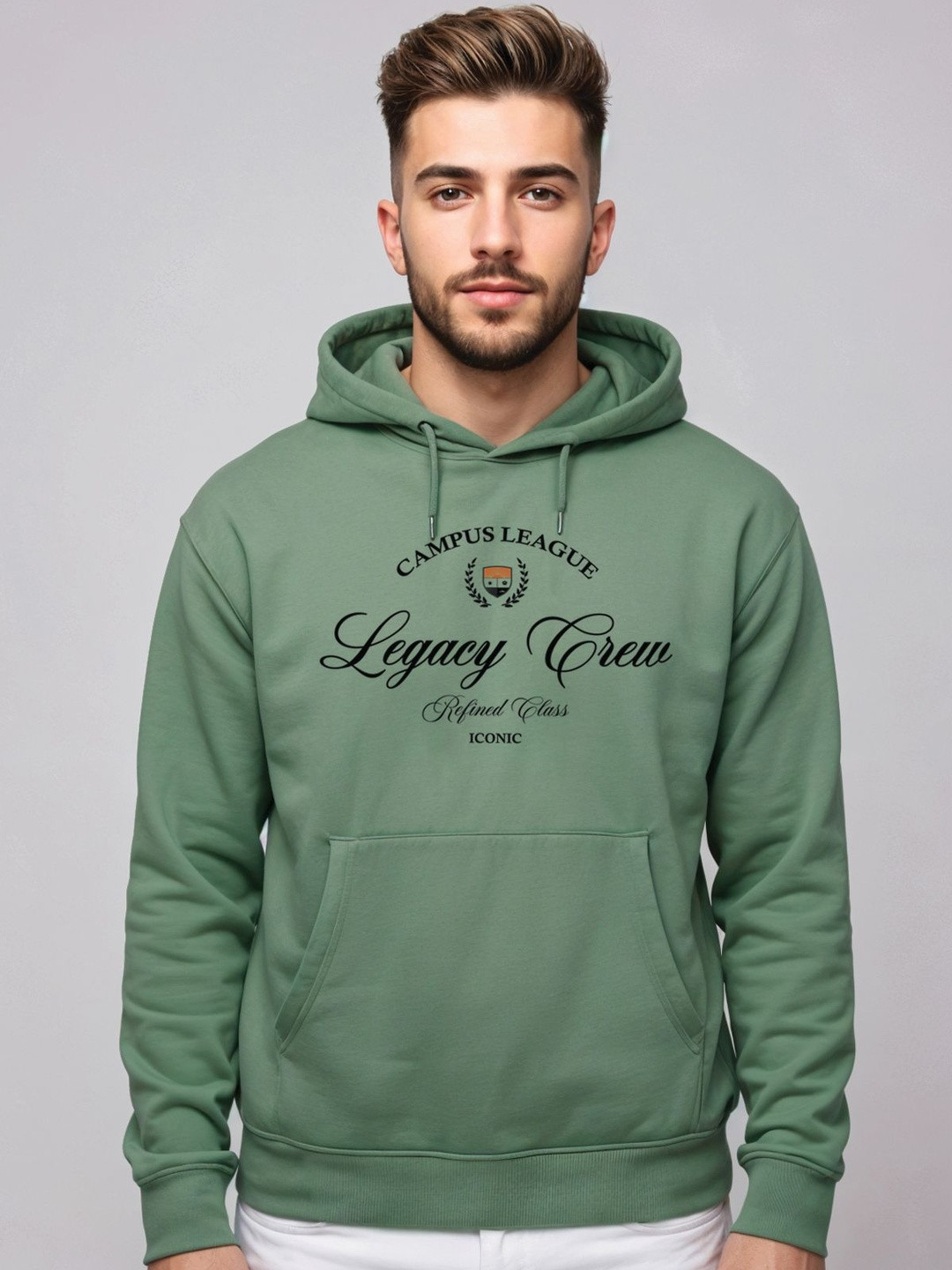 Adro Campus League Legacy Crew 320 GSM Fleece Printed Graphic Hoodie