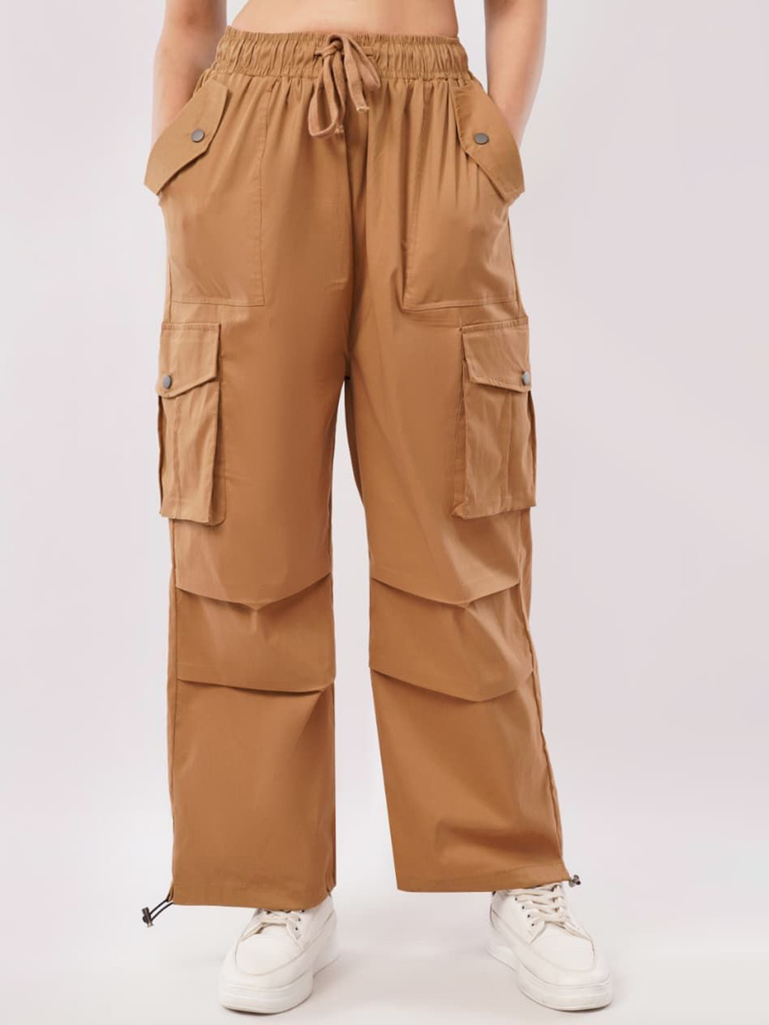 HIGH BUY Women Tailored Baggy High-Rise Cotton Parachute Cargos
