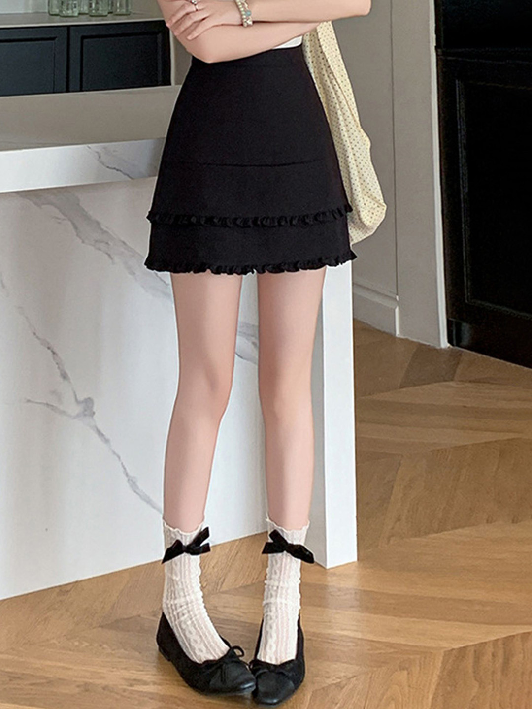 LULU & SKY High Rise Trimmed A-Line Mini Skort