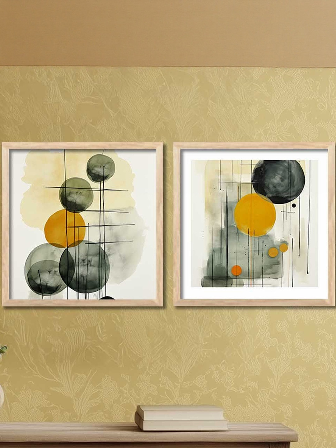 WALLLANE Set of 2 Piece Wood Abstract Wall Paintings