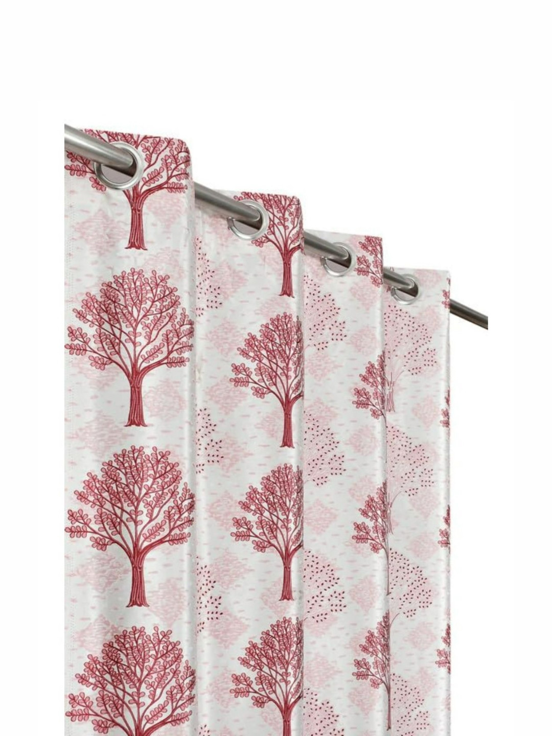 UrbanArts Maroon And White Floral Printed Room Darkening Long Door Curtain