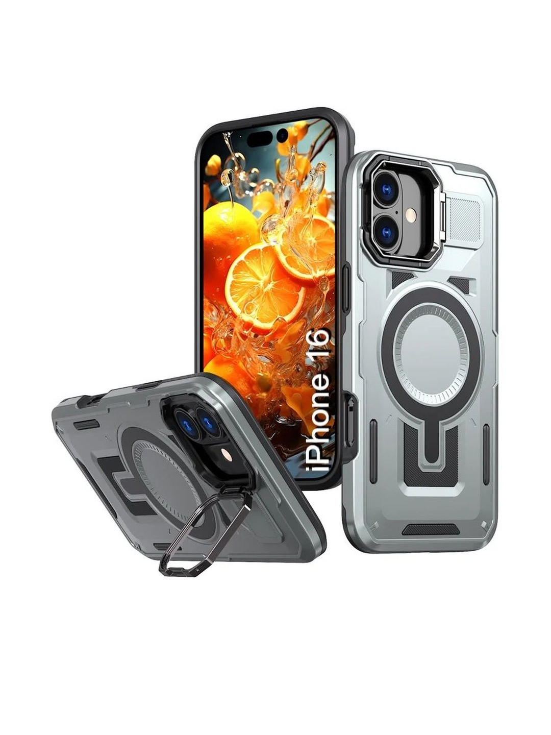 Luxury Kase Rugged Shockproof Magnetic Case With Kickstand iPhone 16 Back Case