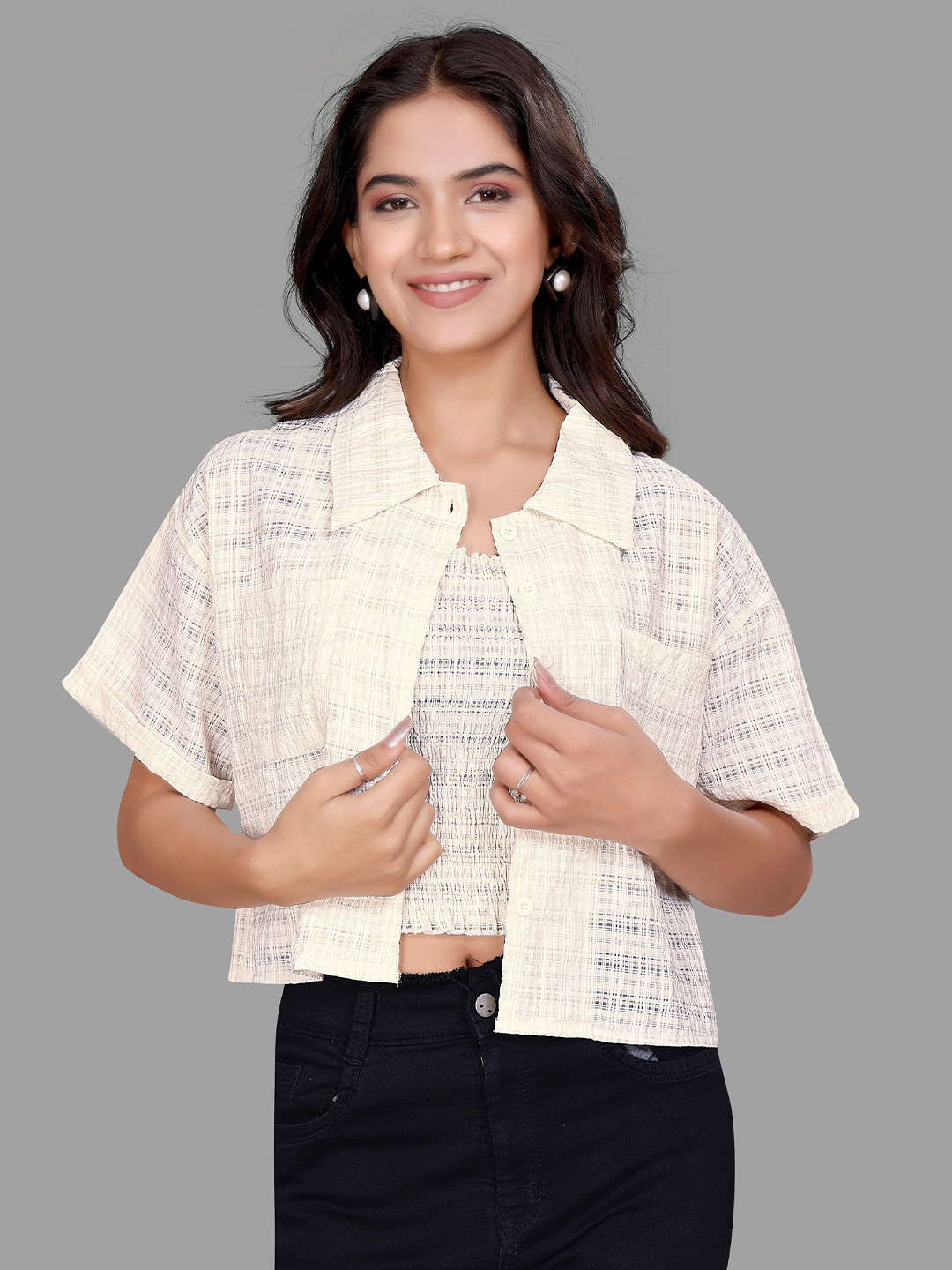 Madborn Creation Women Self Design Shirt Style Regular Two-Piece Casual Set