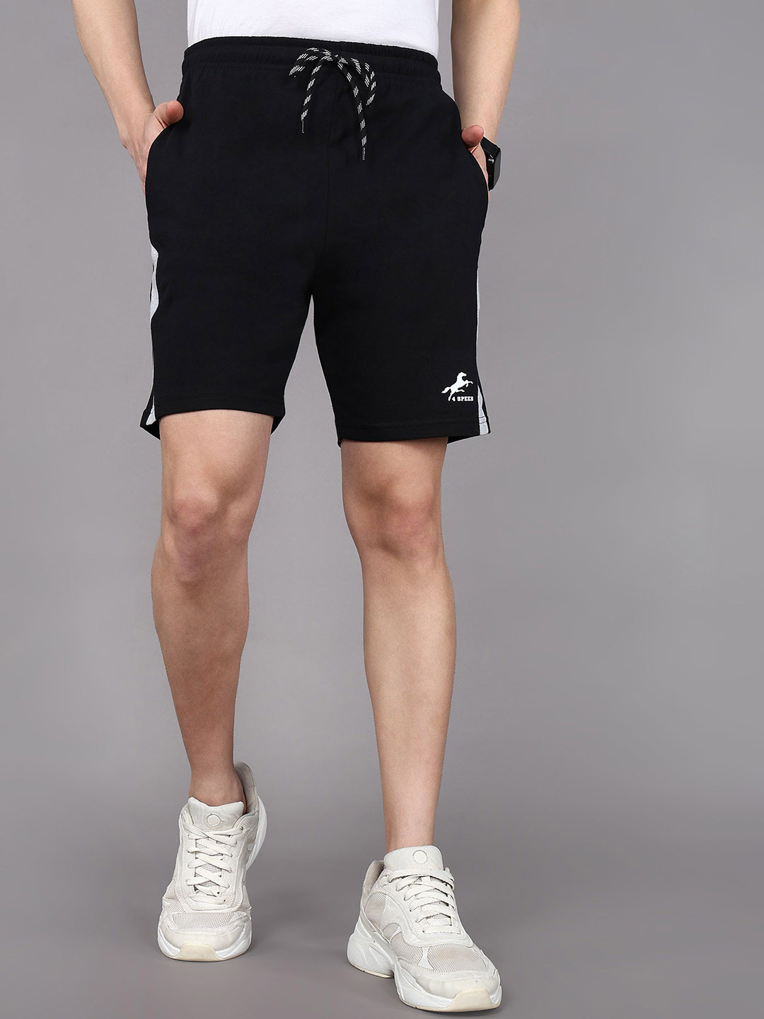 4 SPEED Men Regular Fit Mid-Rise Cotton Sports Shorts