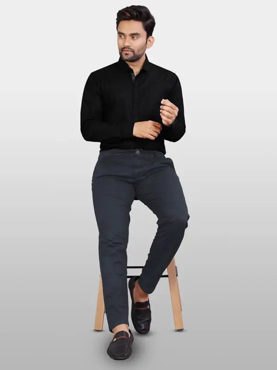 Tiarakrafts Spread Collar Cotton Slim Fit Shirt