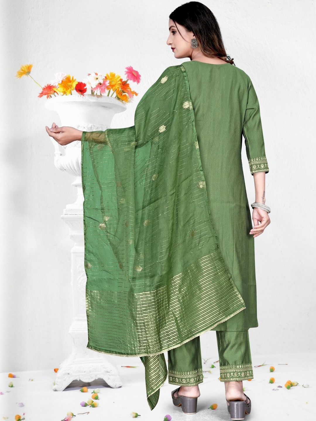 Fashion SAY Panel Kurti & Pant with Dupatta Set