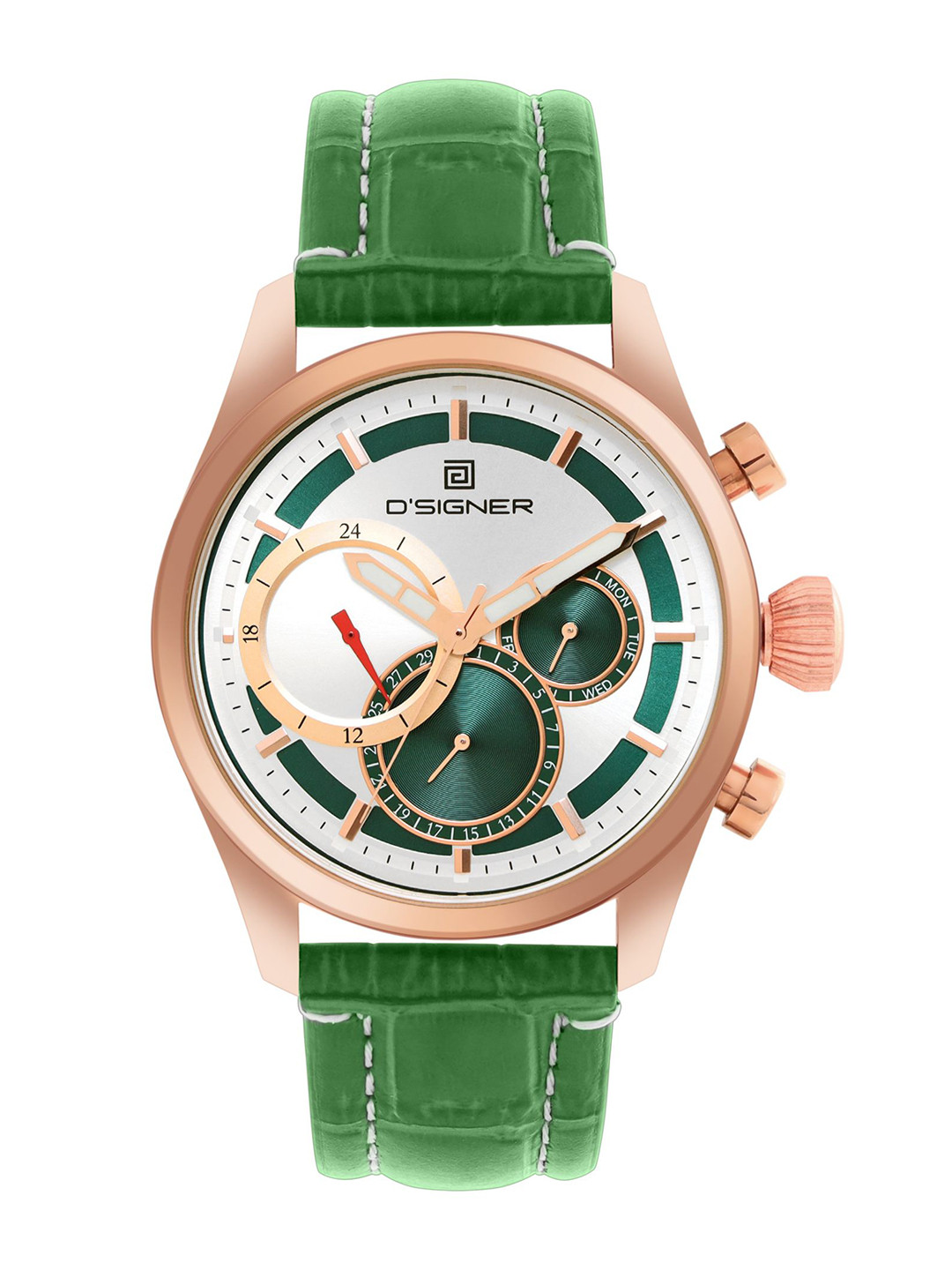 D'SIGNER Men Mother of Pearl Dial & Leather Straps Analogue Watch 680RGL.16G