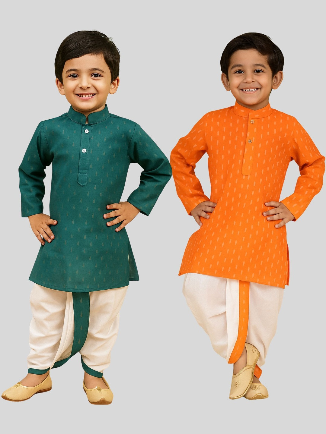 Covetus Boys Thread Work Kurta With Dhoti Pants(Pack Of 2)