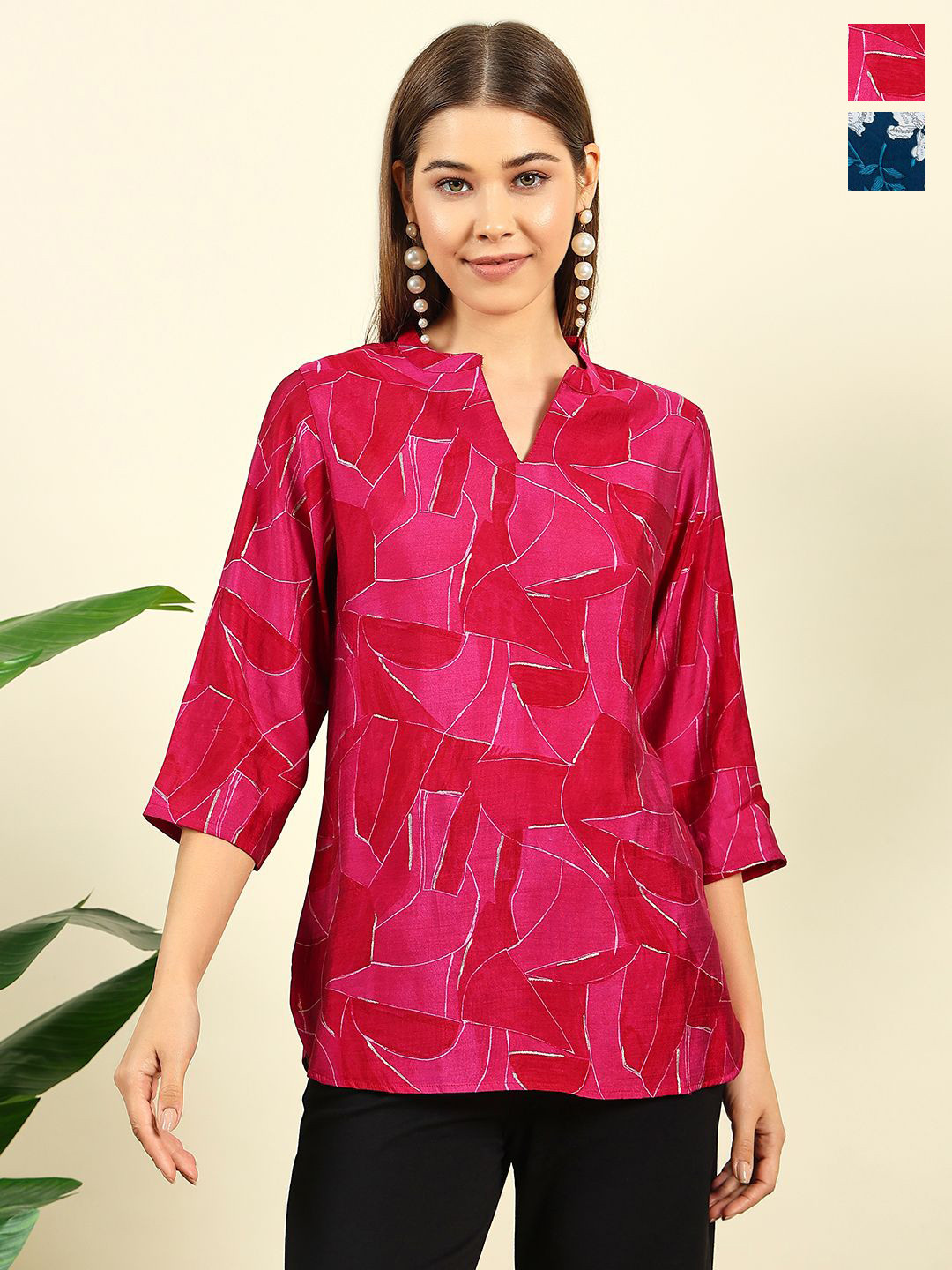 THE FAB FACTORY Floral & Geometric Print Tops - Casual Wear