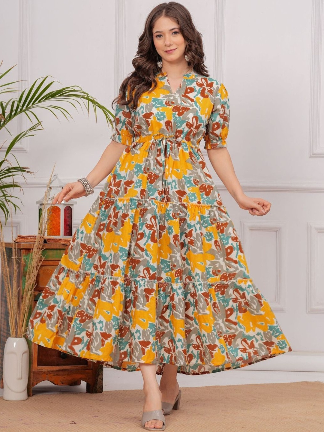 HERE&NOW Printed Fit and Flare Dress