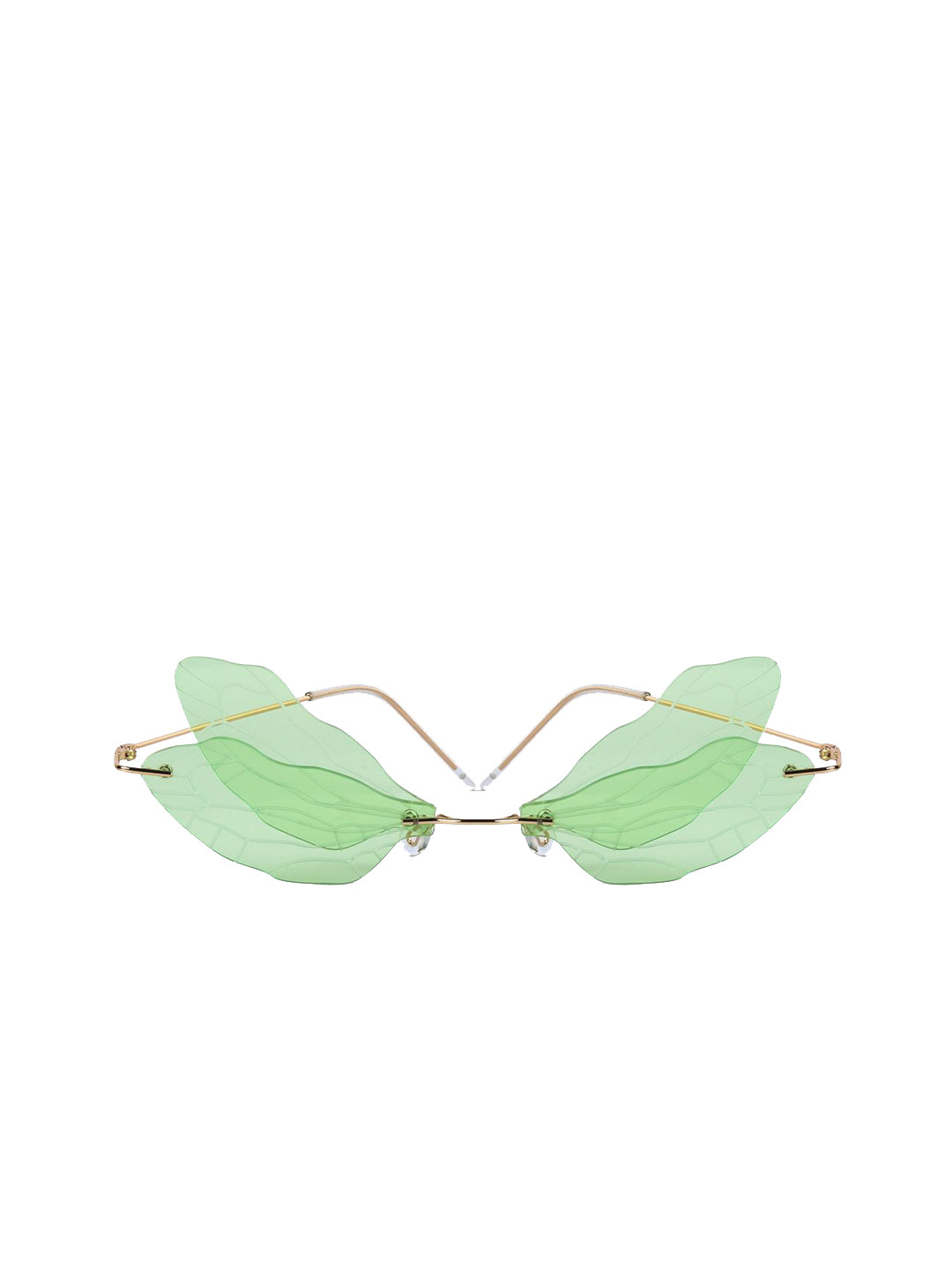 Woggles Unisex Green Lens & Gold-Toned Butterfly Sunglasses