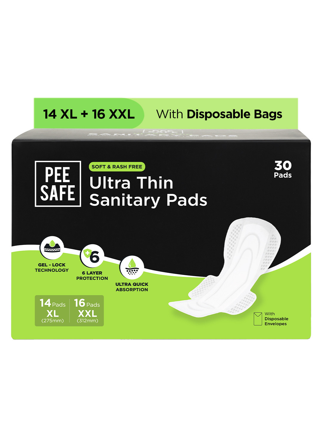PEESAFE Ultra Thin Leaf Proof Sanitary Pads - 30 Pads