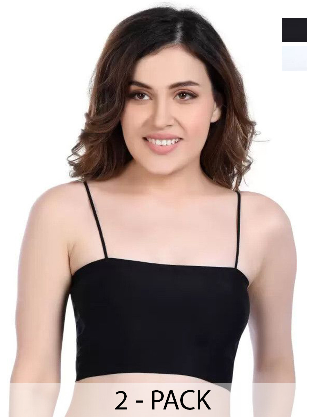 MIXFIT Women Pack of 2 Solid Crop Bralette Tops