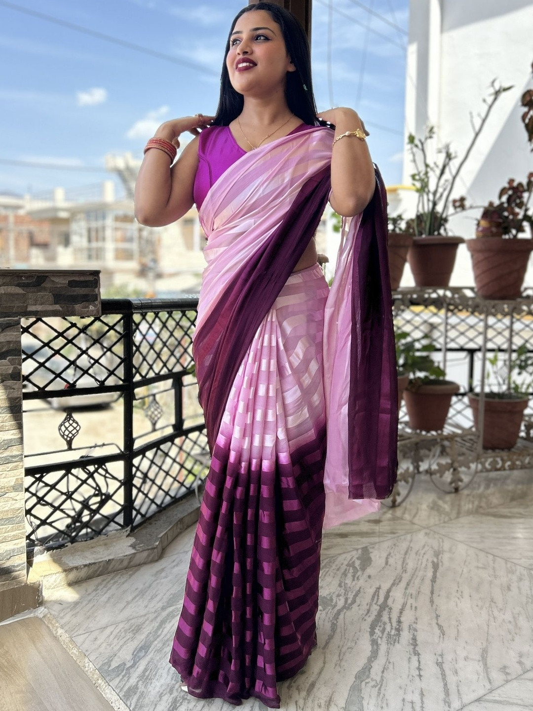 Moda Rapido Stylish Self-design Bollywood Satin Saree