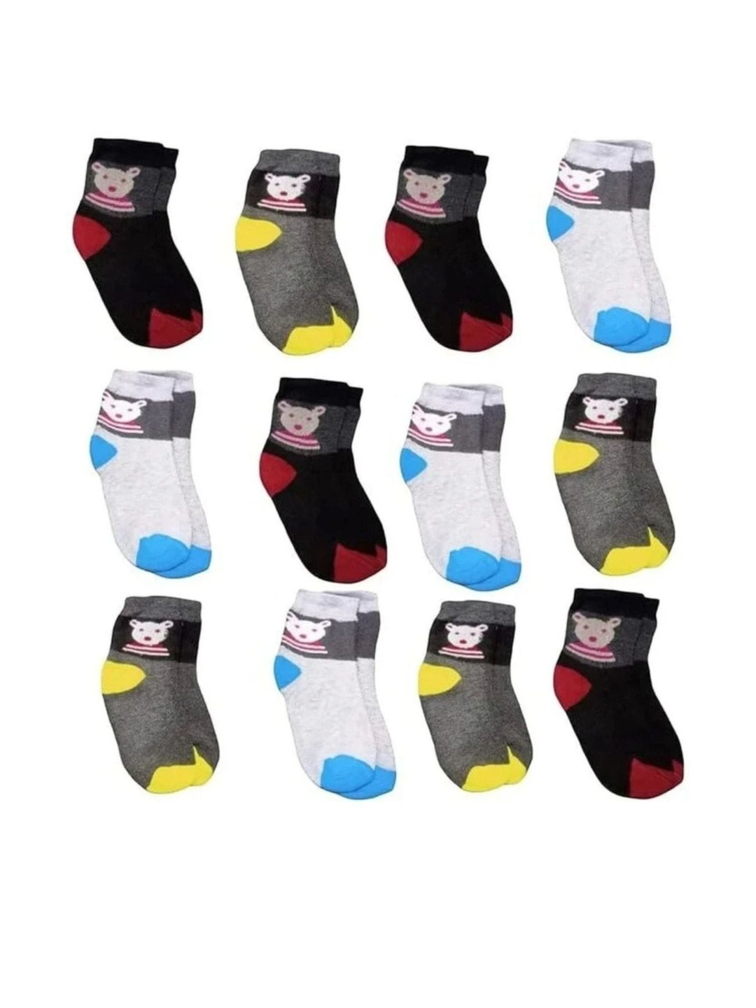 Akeeta  Kids Pack-12 Multi Colour Solid Printed Baby Socks