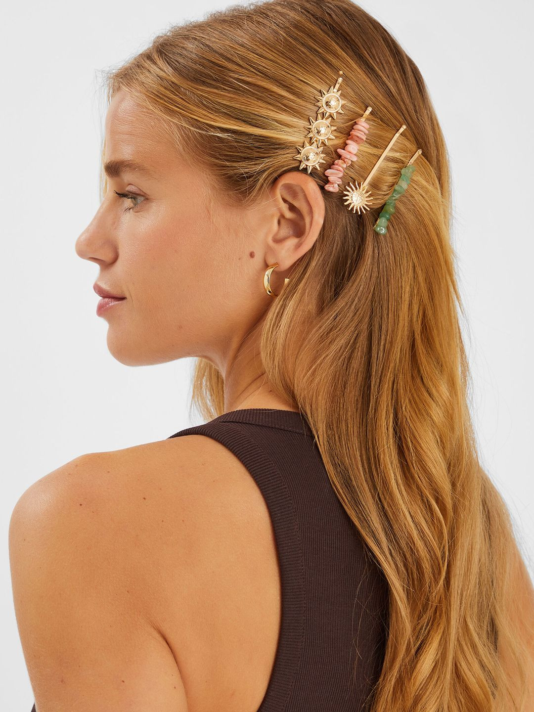 Accessorize Women Set of 4 Sun Stone Slides Embellished Hair Accessory Set