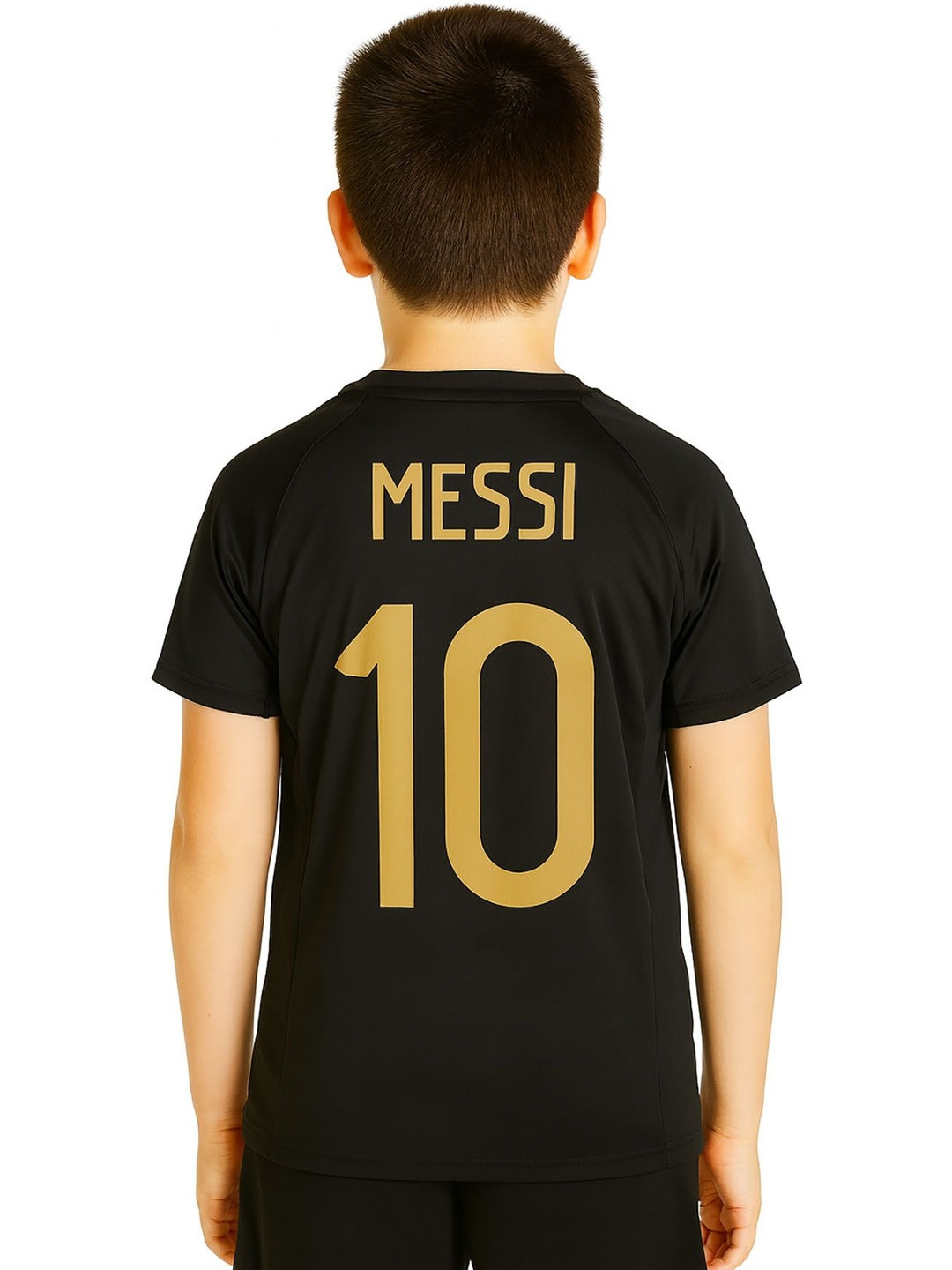dostitch Kids Boys Black Polyester Leonardo Messi 10 Printed T-shirt