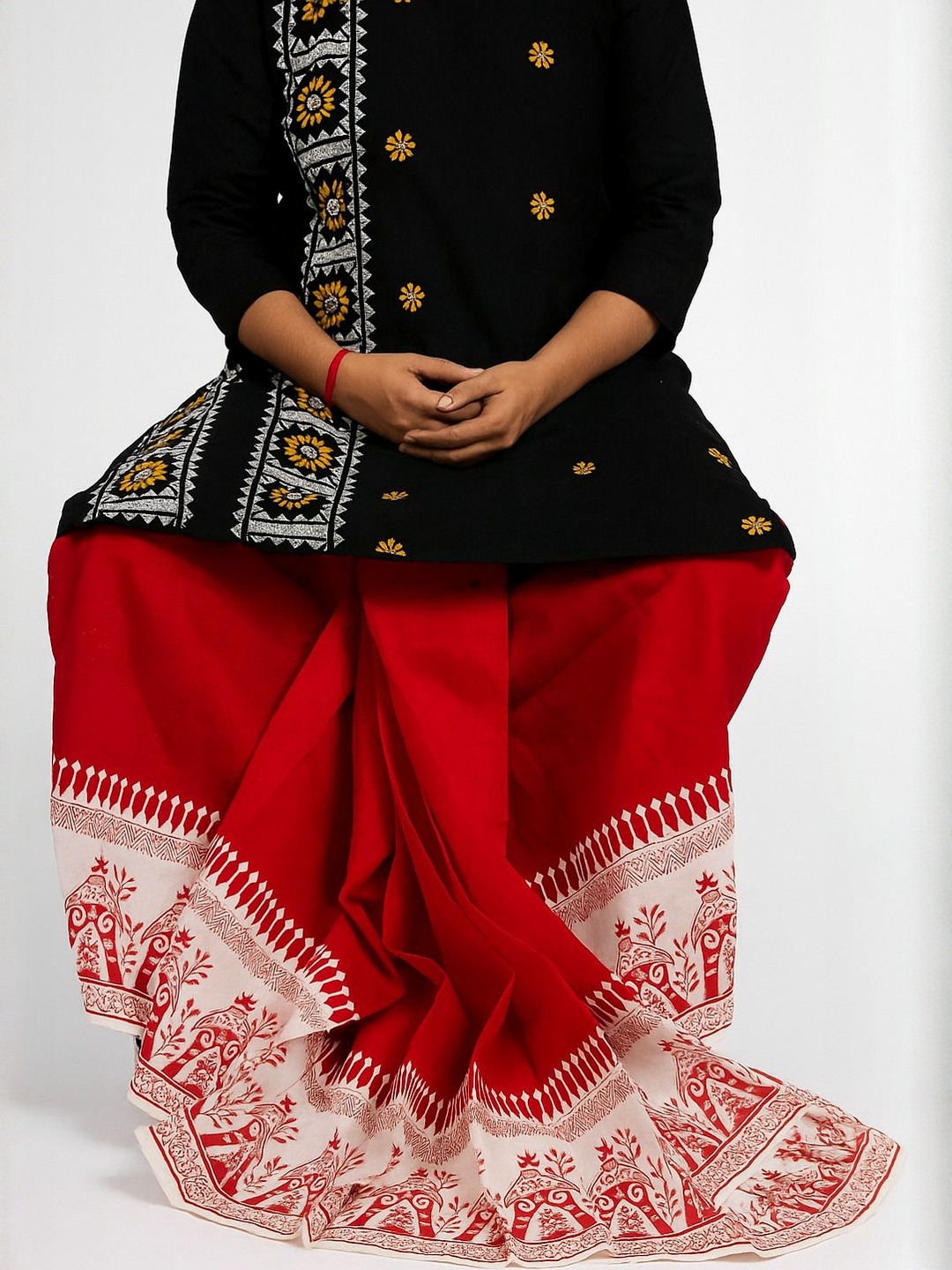 AMIT ONLINE Men Pack Of 2 Printed Mour Puccho Dupion Silk Dhoti