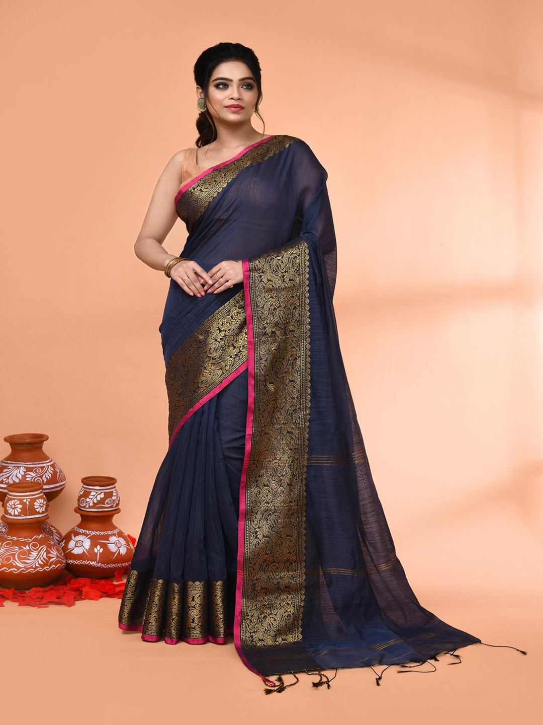 Piyari Fashion Woven Design Zari Taant Saree