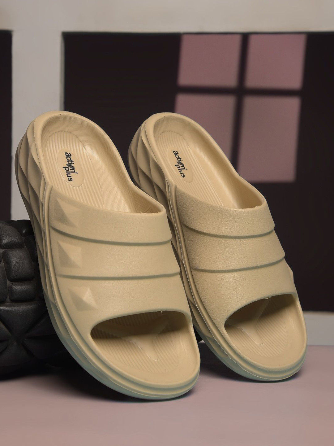 Action Plus Men Beige Slider Flip Flops