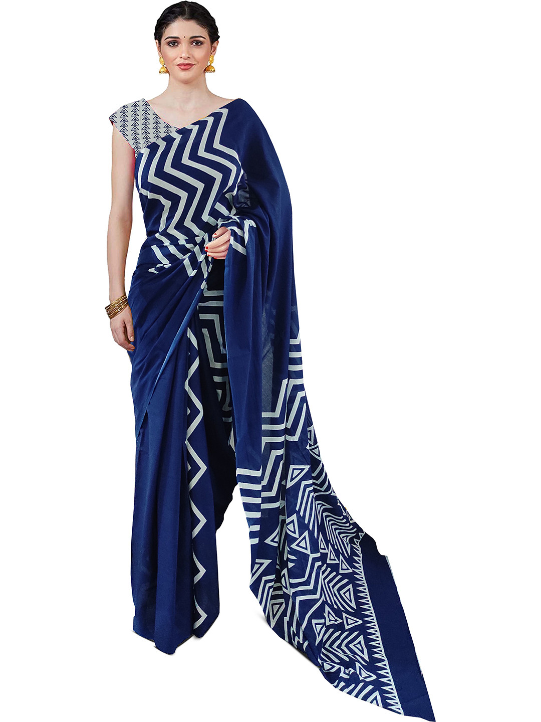 Craft Musium Geometric Printed Pure Cotton Saree