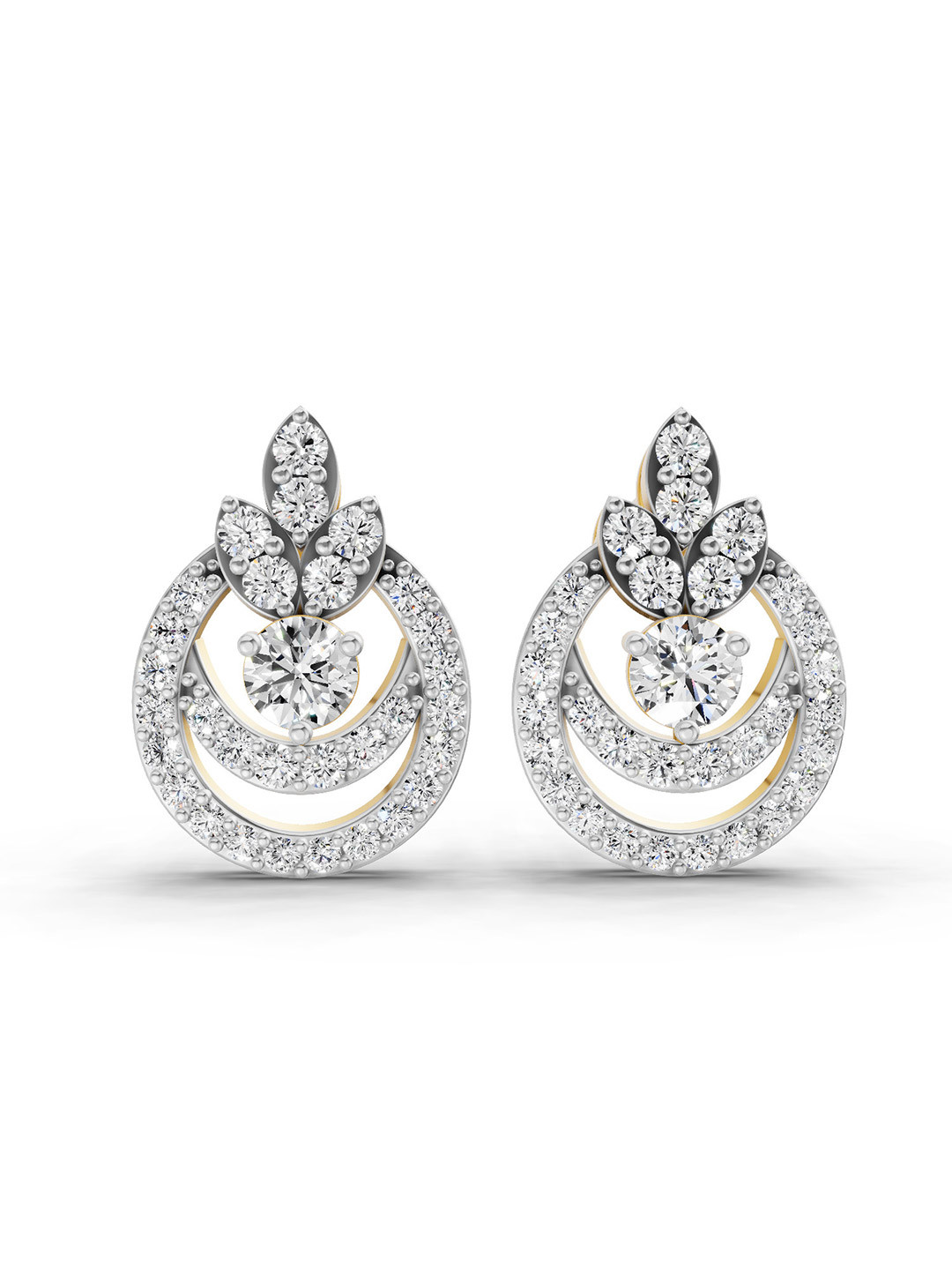 Sparkles 14K Yellow Gold Lab Grown Diamond 0.90 Carat Round Shape Diamond Stud Earrings