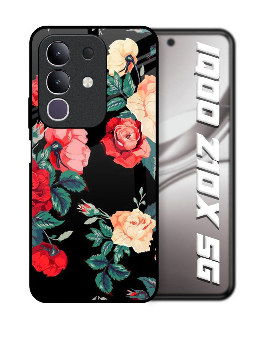 QRIOH Floral Bunch Printed IQOO Z10x 5G Glass Back Case Mobile Accessories