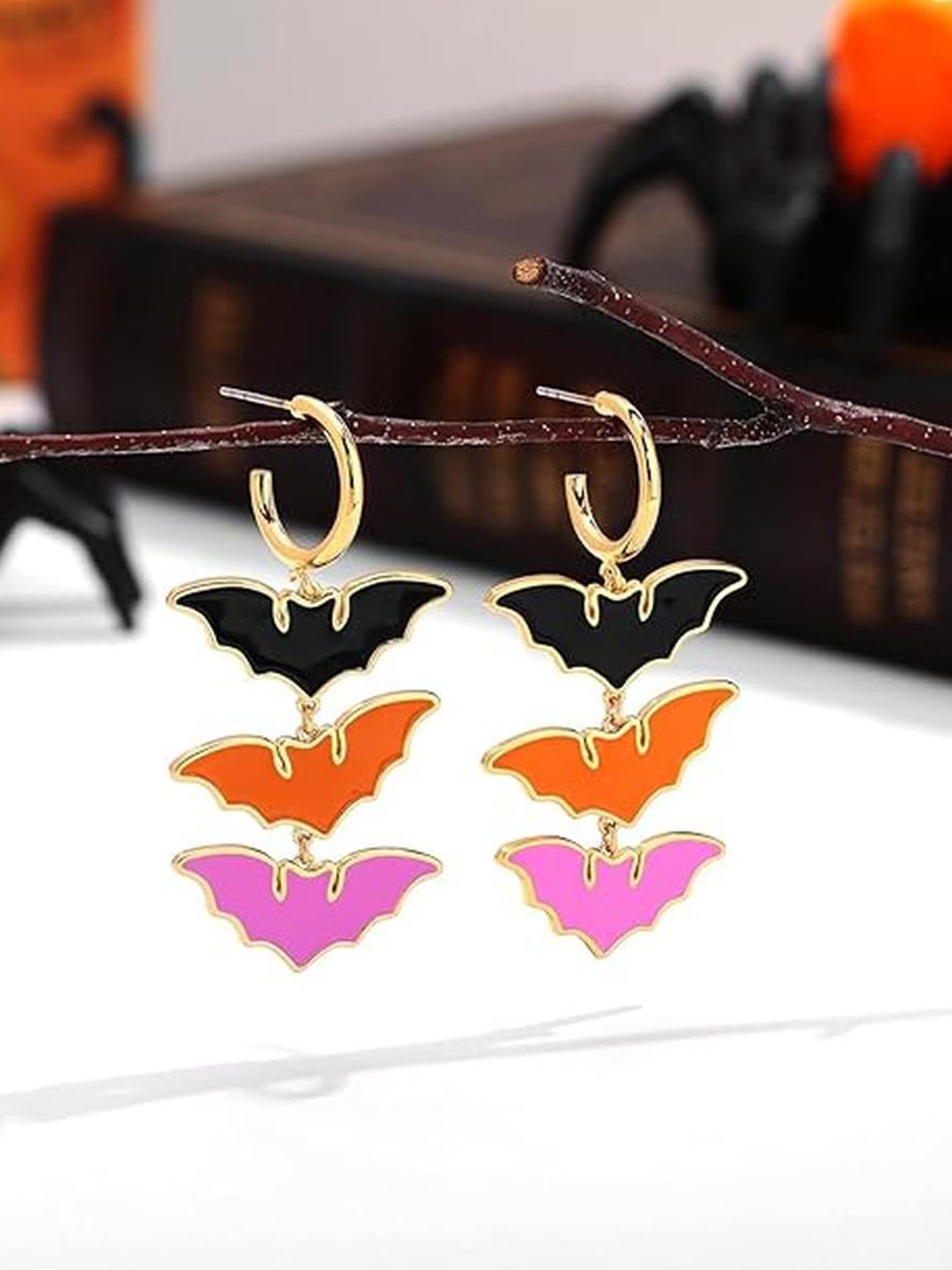 EL REGALO Bat Shaped Drop Earrings