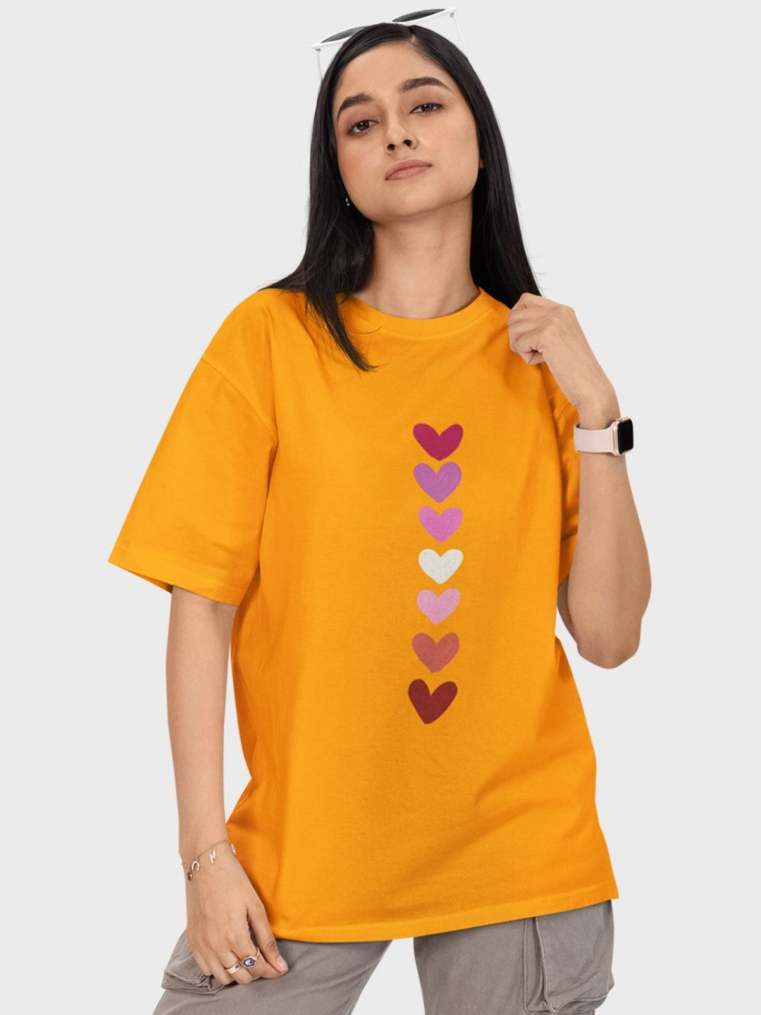 Reifica Women Bio Finish Graphic Printed Round Neck Cotton Oversized T-shirt