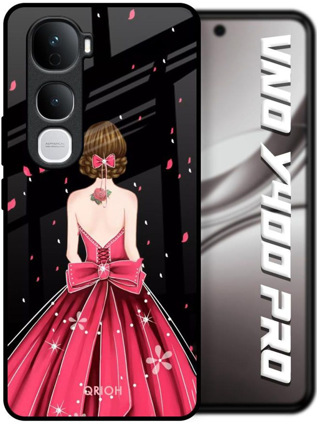 QRIOH Fashion Princess Glass Case for Vivo Y400 Pro 5G Back Case Mobile Accessories