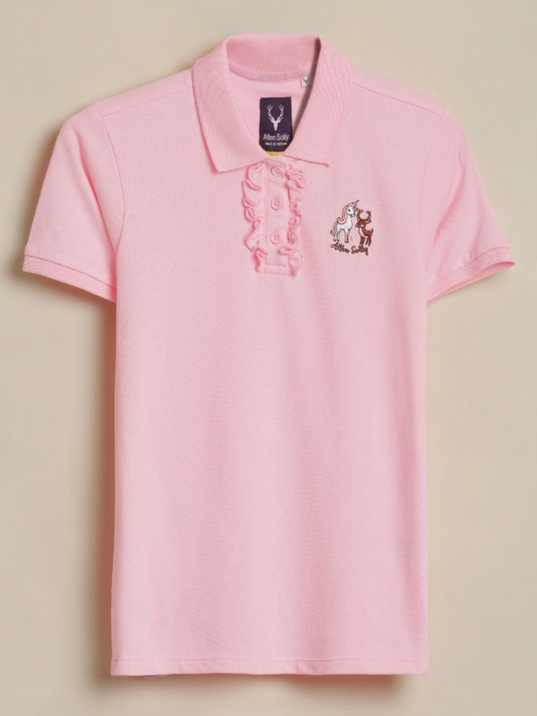 Allen Solly Junior Girls Solid Polo Collar T-shirt