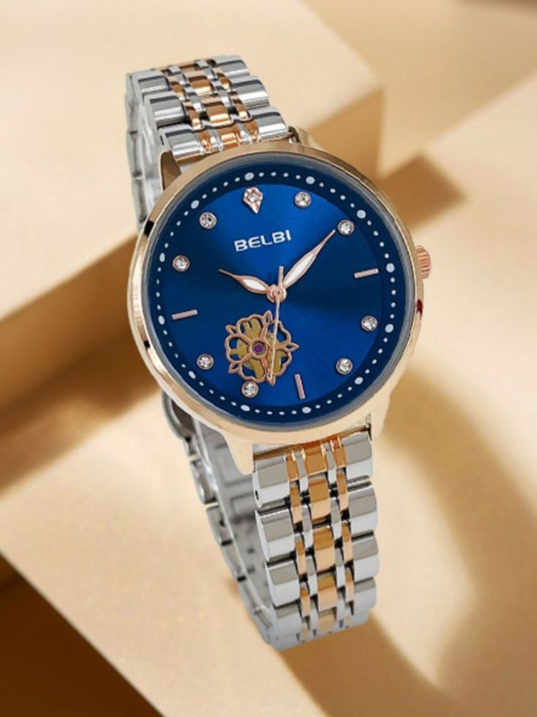 Belbi Women Round Patterned Dial & Stainless Steel Straps Analogue Watch BL4_671225130600