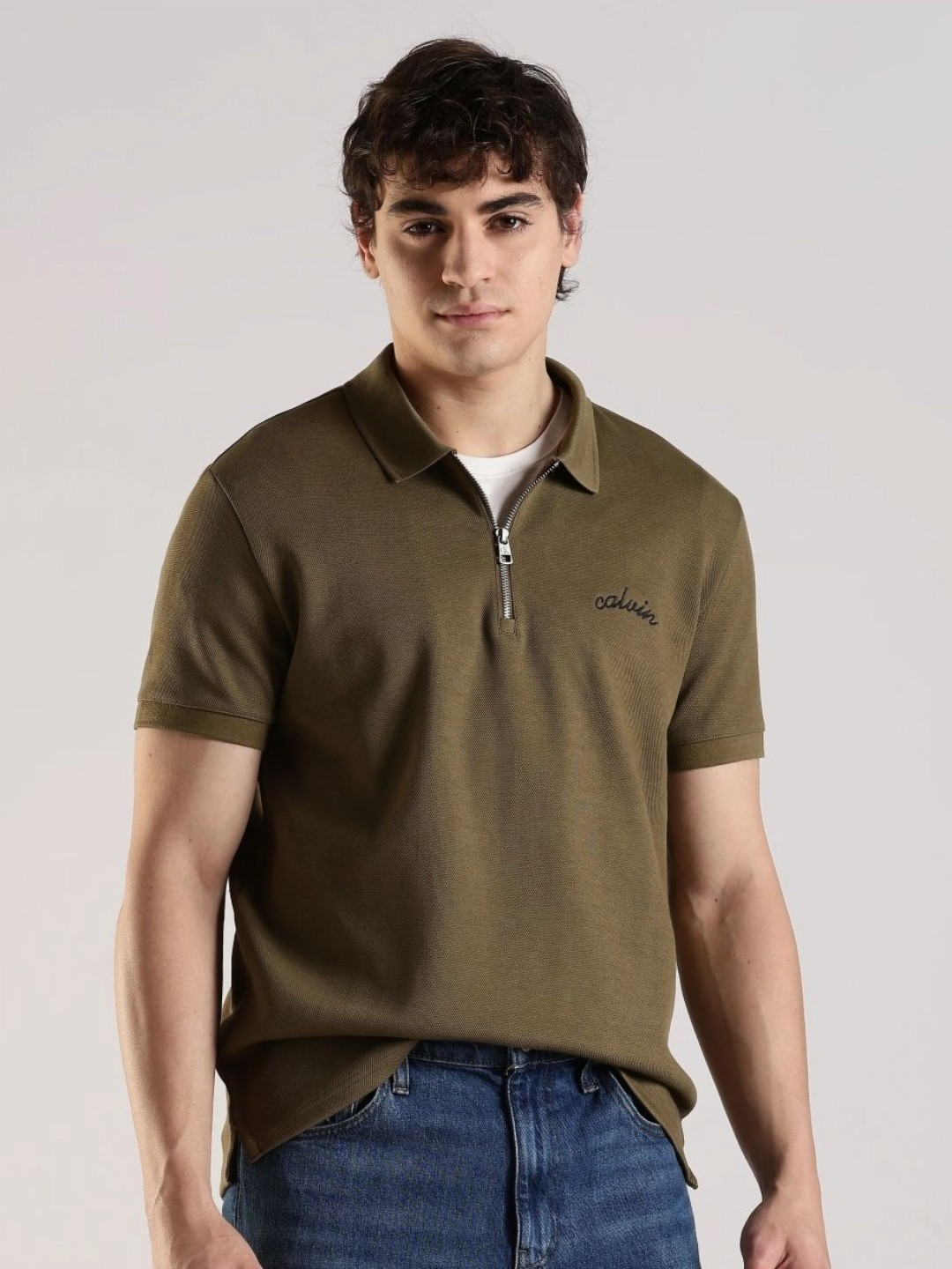 Calvin Klein Jeans India Resource Men Solid Polo Collar T-shirt