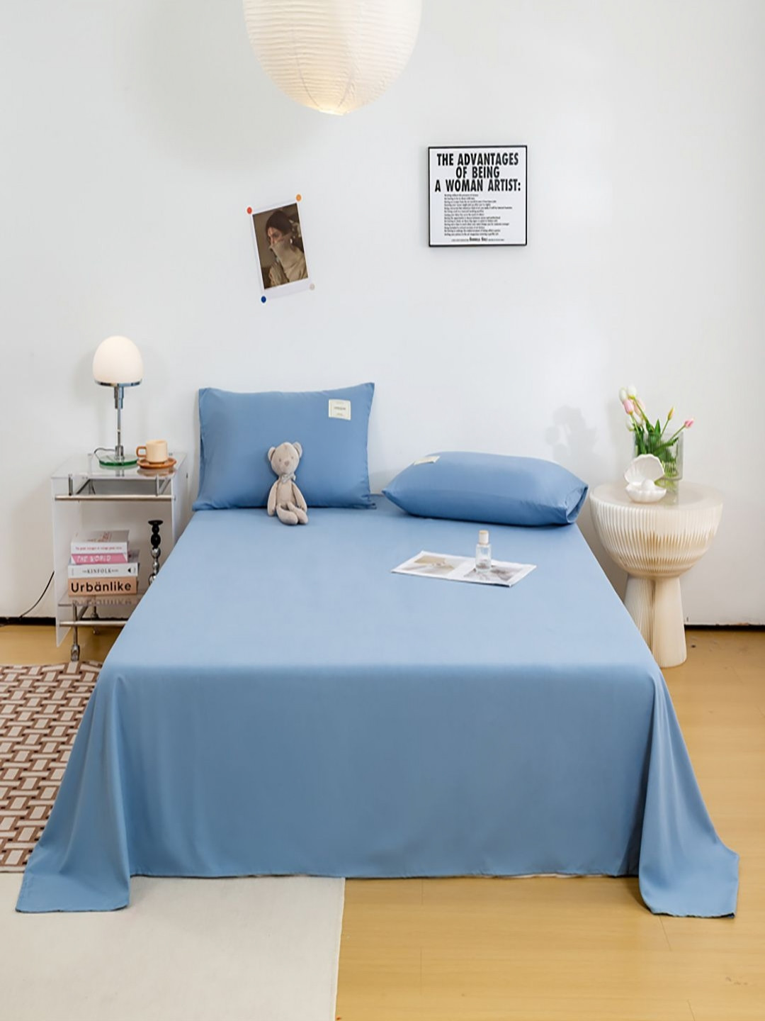 JC HOME Blue 140 TC King Bedsheet Set 2.4 m x 2.5 m