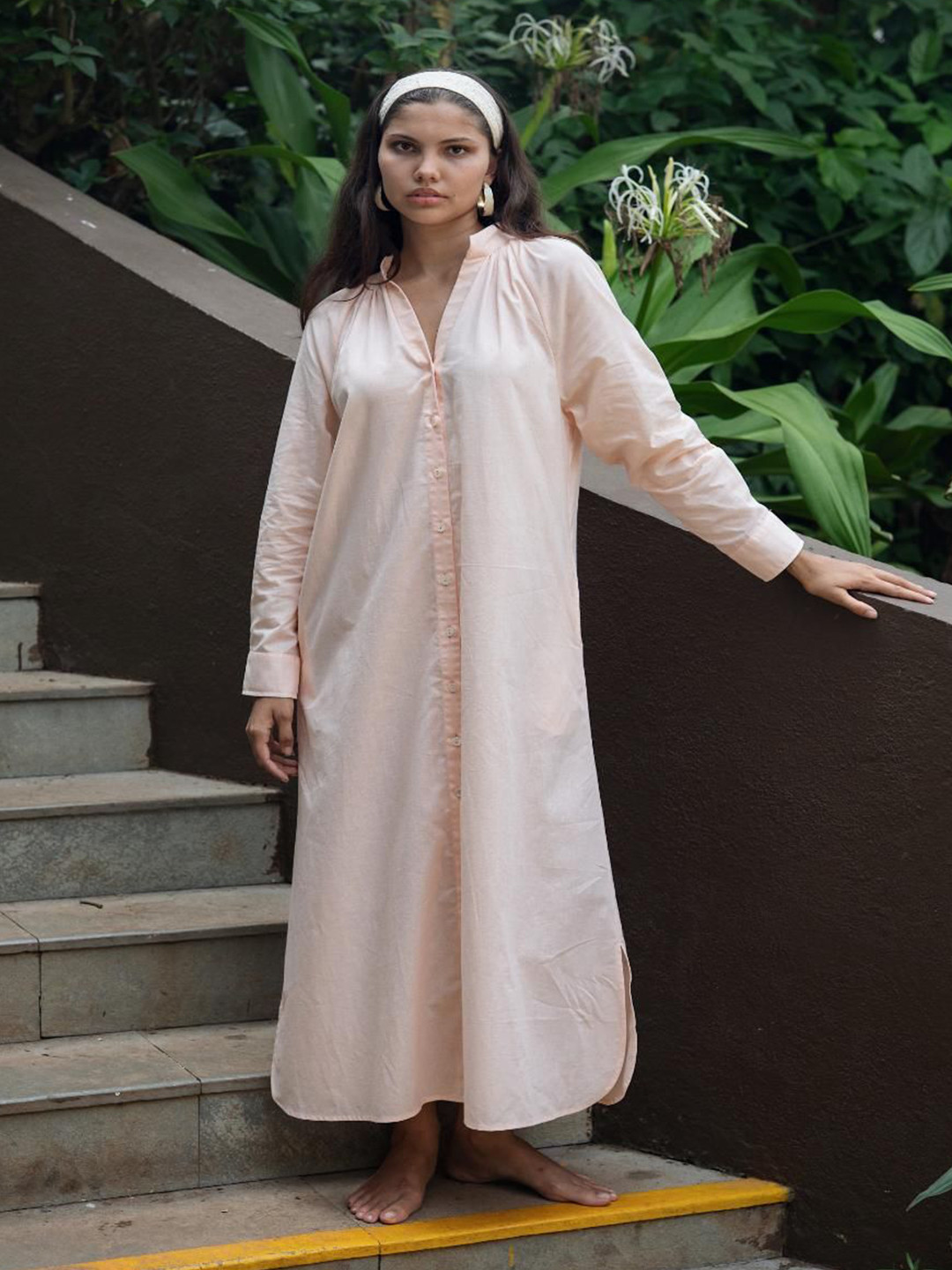 RAAS LIFE Women Linen A-Line Maxi Dress