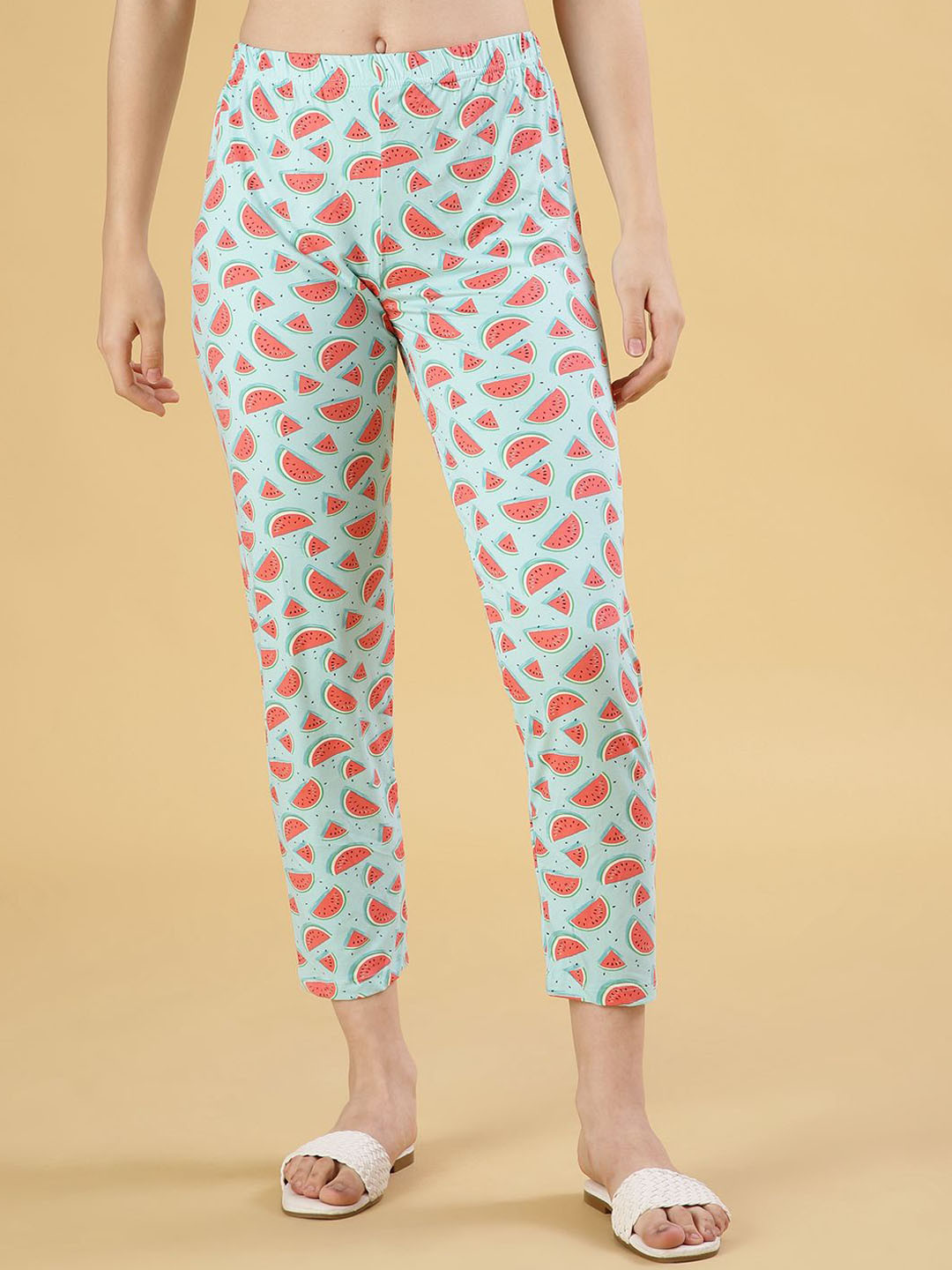 V-Mart Women Watermelon Printed Cotton Lounge Pants