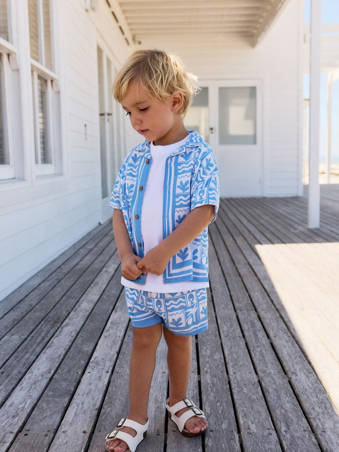 NEXT Boys Printed Cuban Collar Shirt and Shorts Clothing Set