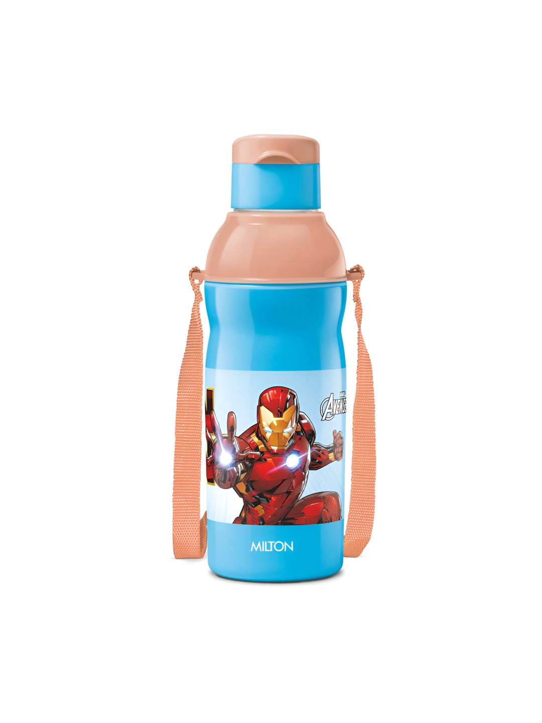 Milton Blue & Beige Marvel Kool Printed Insulated Flask Water Bottle- 492 ml