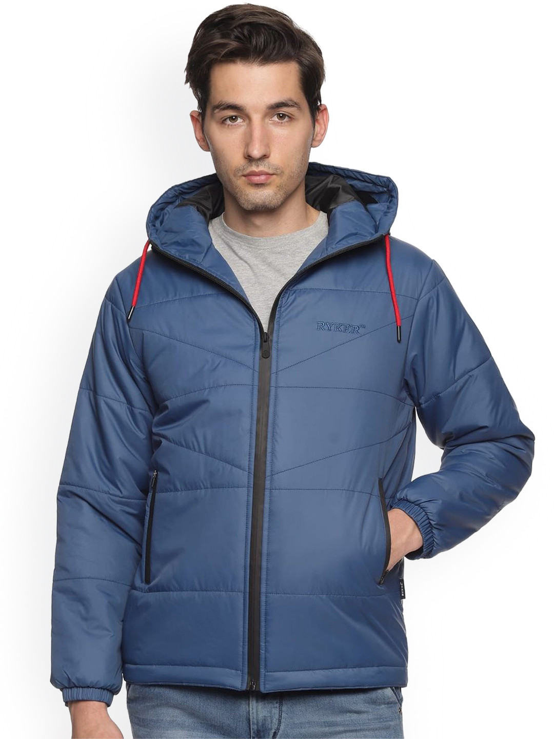 RYKER Men Hooded Solid Padded Jacket